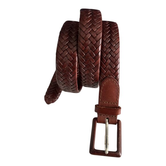 Vintage Early 2000s Talbots Women’s Brown Braided Leather Belt – Size S – Genuin - Picture 2 of 6